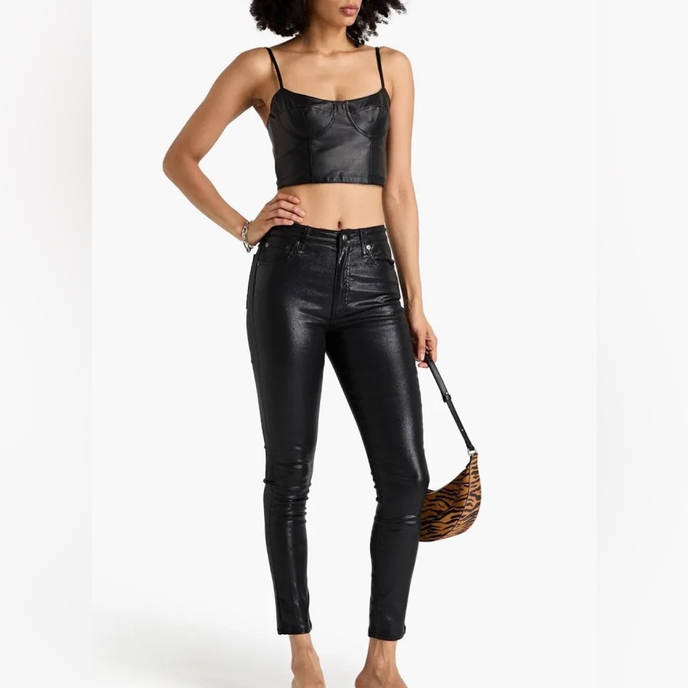 Rag & Bone Nina High-rise Skinny - Coated Black Size 26 cropped/short
